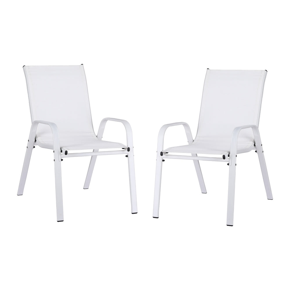 Set of 2 Stackable Outdoor Chairs - White - Homecoze