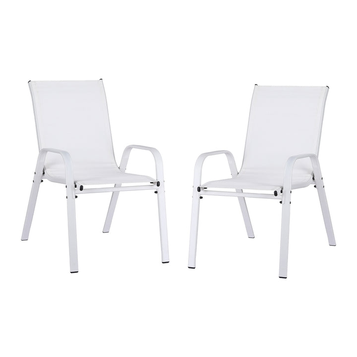 Set of 2 Stackable Outdoor Chairs - White - Homecoze