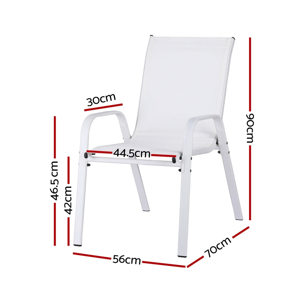 Set of 2 Stackable Outdoor Chairs - White - Homecoze