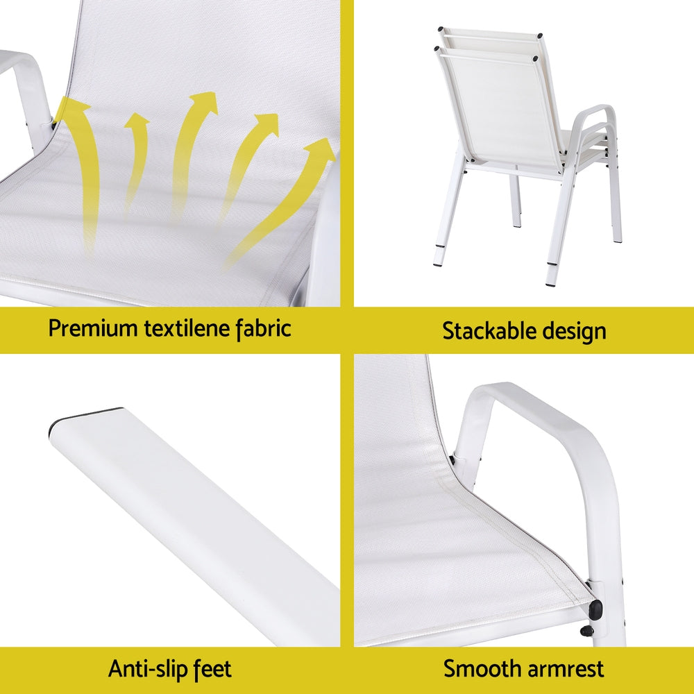 Set of 2 Stackable Outdoor Chairs - White - Homecoze