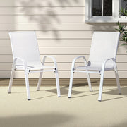 Set of 2 Stackable Outdoor Chairs - White - Homecoze