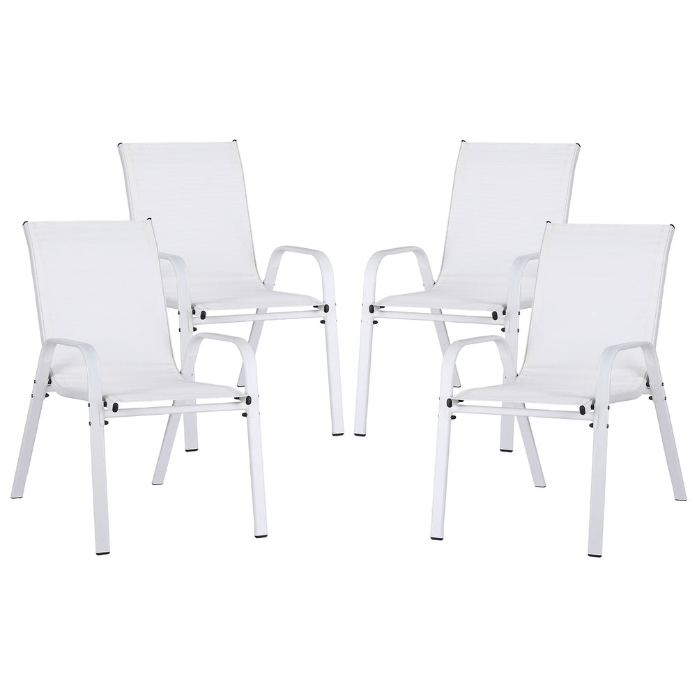Set of 4 Stackable Outdoor Chairs - White - Homecoze