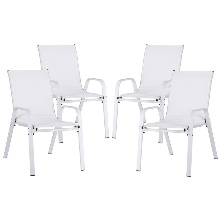 Set of 4 Stackable Outdoor Chairs - White - Homecoze