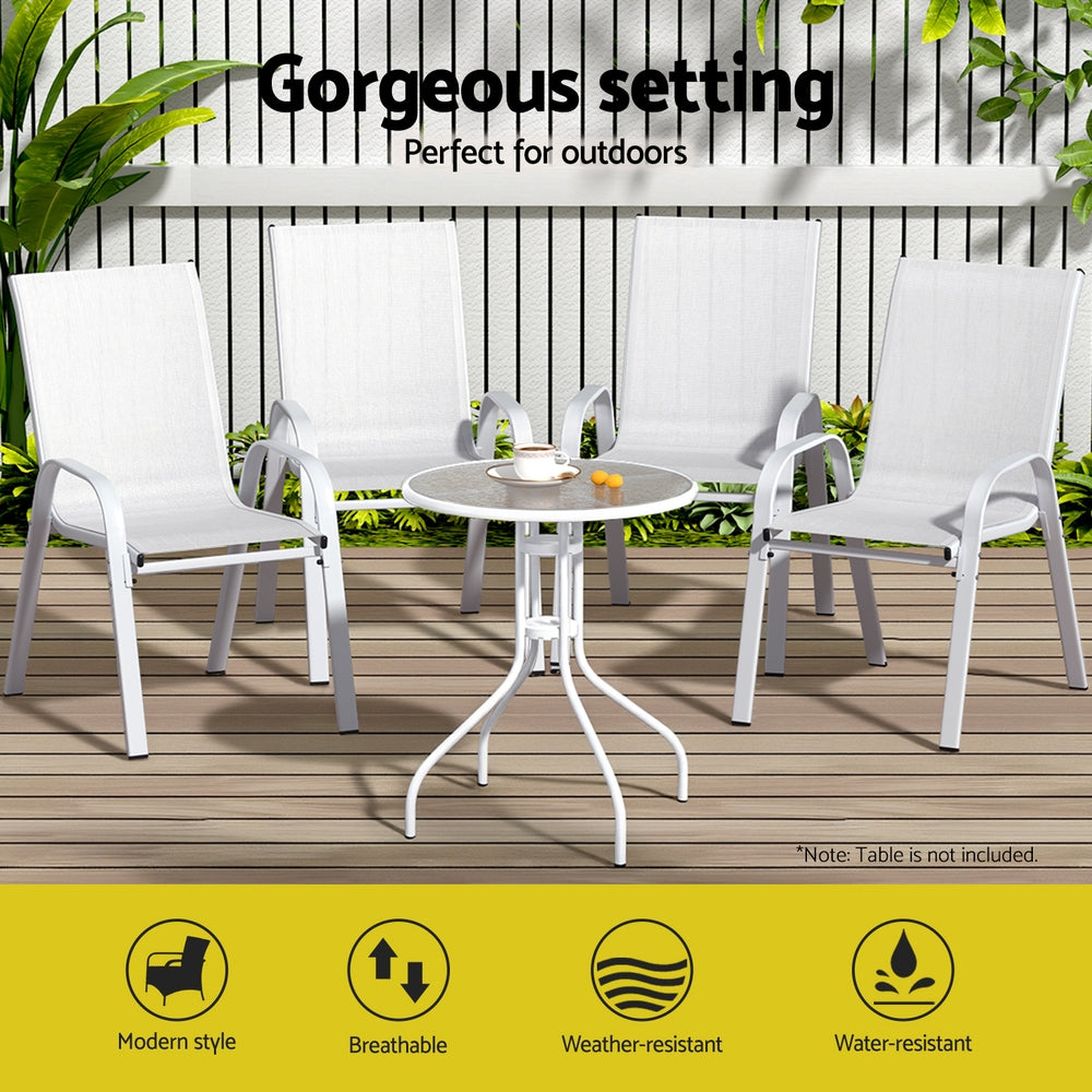 Set of 4 Stackable Outdoor Chairs - White - Homecoze
