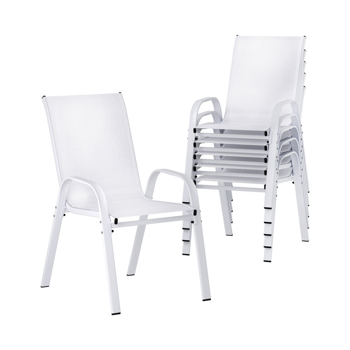 Set of 6 Stackable Outdoor Chairs - White - Homecoze