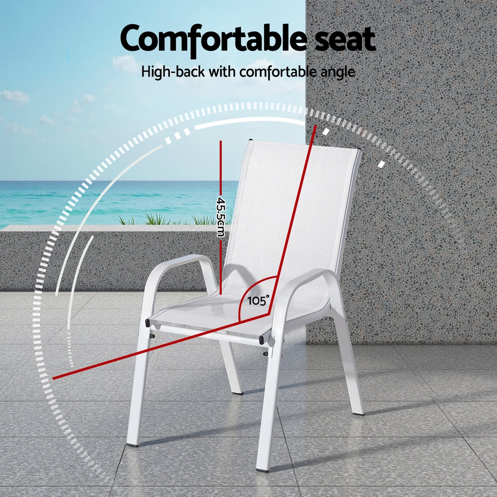 Set of 6 Stackable Outdoor Chairs - White - Homecoze