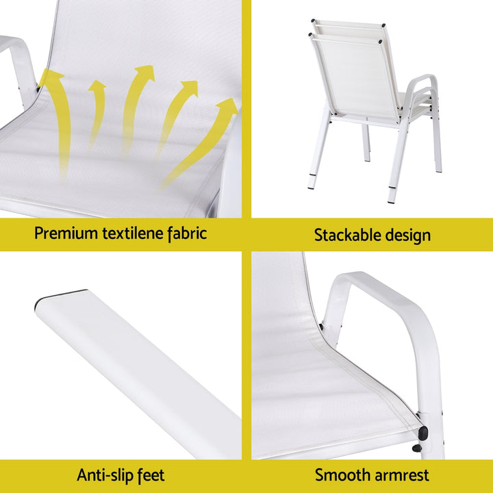 Set of 6 Stackable Outdoor Chairs - White - Homecoze