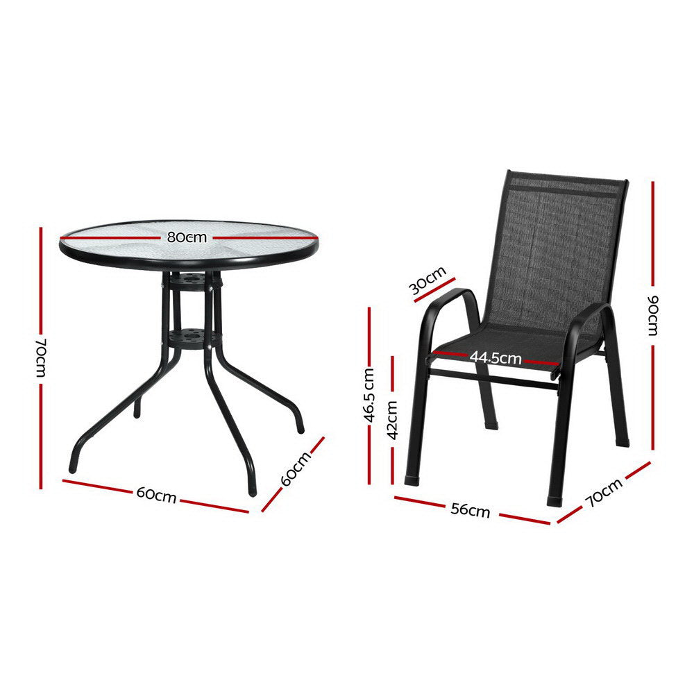 5PC Outdoor Bistro Table & Chair Set - Black - Homecoze