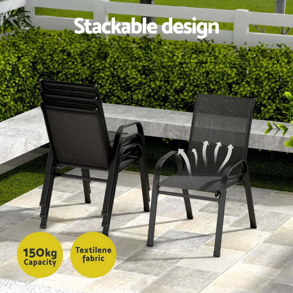 5PC Outdoor Bistro Table & Chair Set - Black - Homecoze