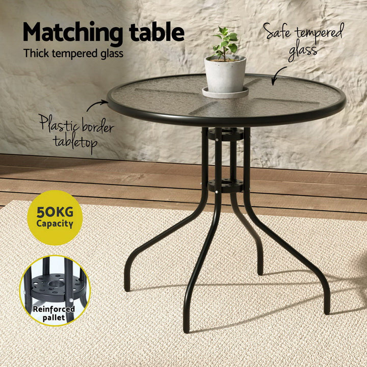 5PC Outdoor Bistro Table & Chair Set - Black - Homecoze