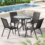 5PC Outdoor Bistro Table & Chair Set - Black - Homecoze