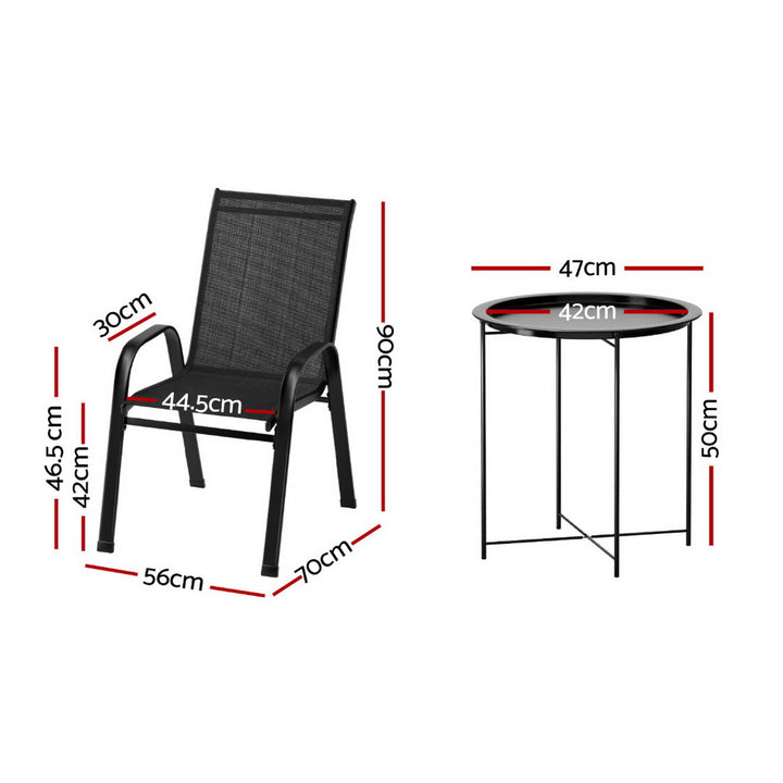 3PC Outdoor Bistro Set - Black - Homecoze