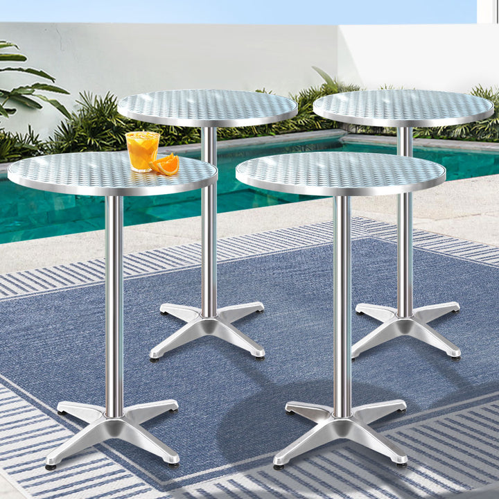 Set of 6 Round Aluminium Outdoor 60cm Bar Tables - Homecoze