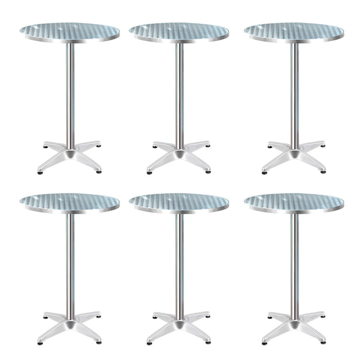 Set of 6 Round Aluminium Outdoor 60cm Bar Tables - Homecoze