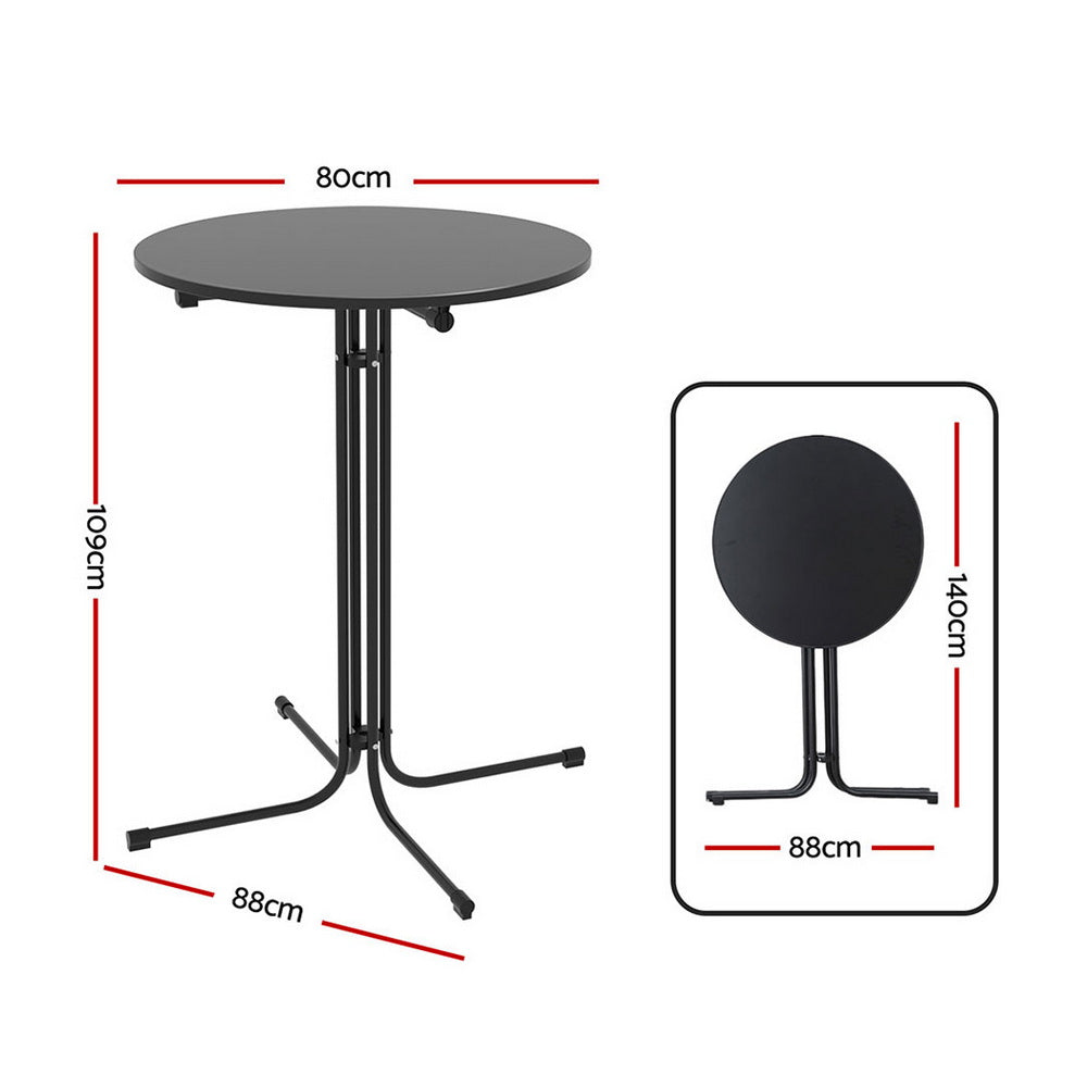 Gardeon Outdoor Bar Table Round Folding Desk Top 109cm Patio Furniture Black - Homecoze
