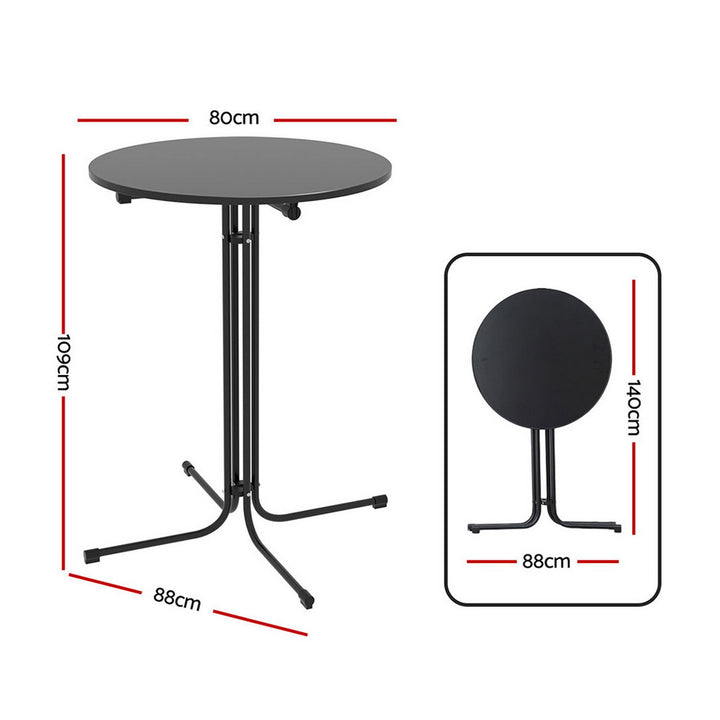 Gardeon Outdoor Bar Table Round Folding Desk Top 109cm Patio Furniture Black - Homecoze