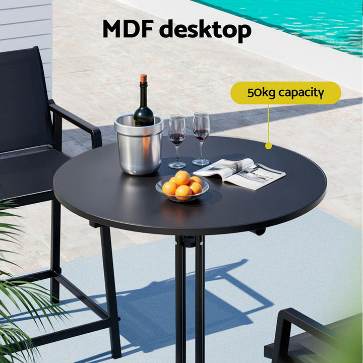 Gardeon Outdoor Bar Table Round Folding Desk Top 109cm Patio Furniture Black - Homecoze