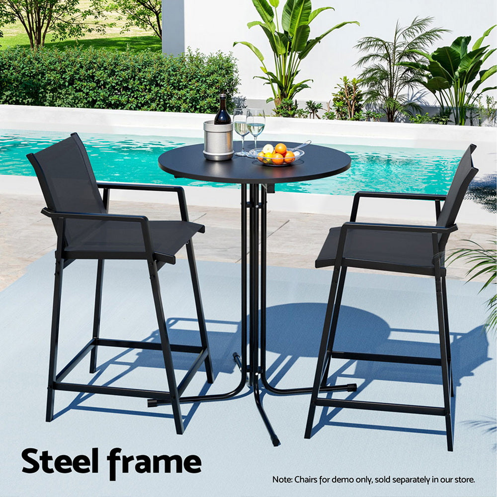 Gardeon Outdoor Bar Table Round Folding Desk Top 109cm Patio Furniture Black - Homecoze