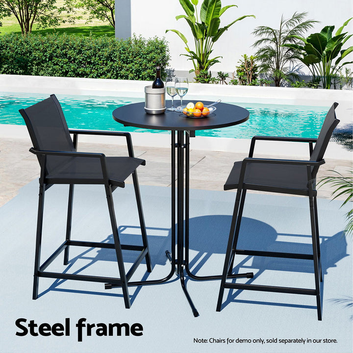 Gardeon Outdoor Bar Table Round Folding Desk Top 109cm Patio Furniture Black - Homecoze