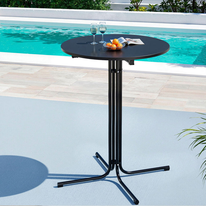 Gardeon Outdoor Bar Table Round Folding Desk Top 109cm Patio Furniture Black - Homecoze