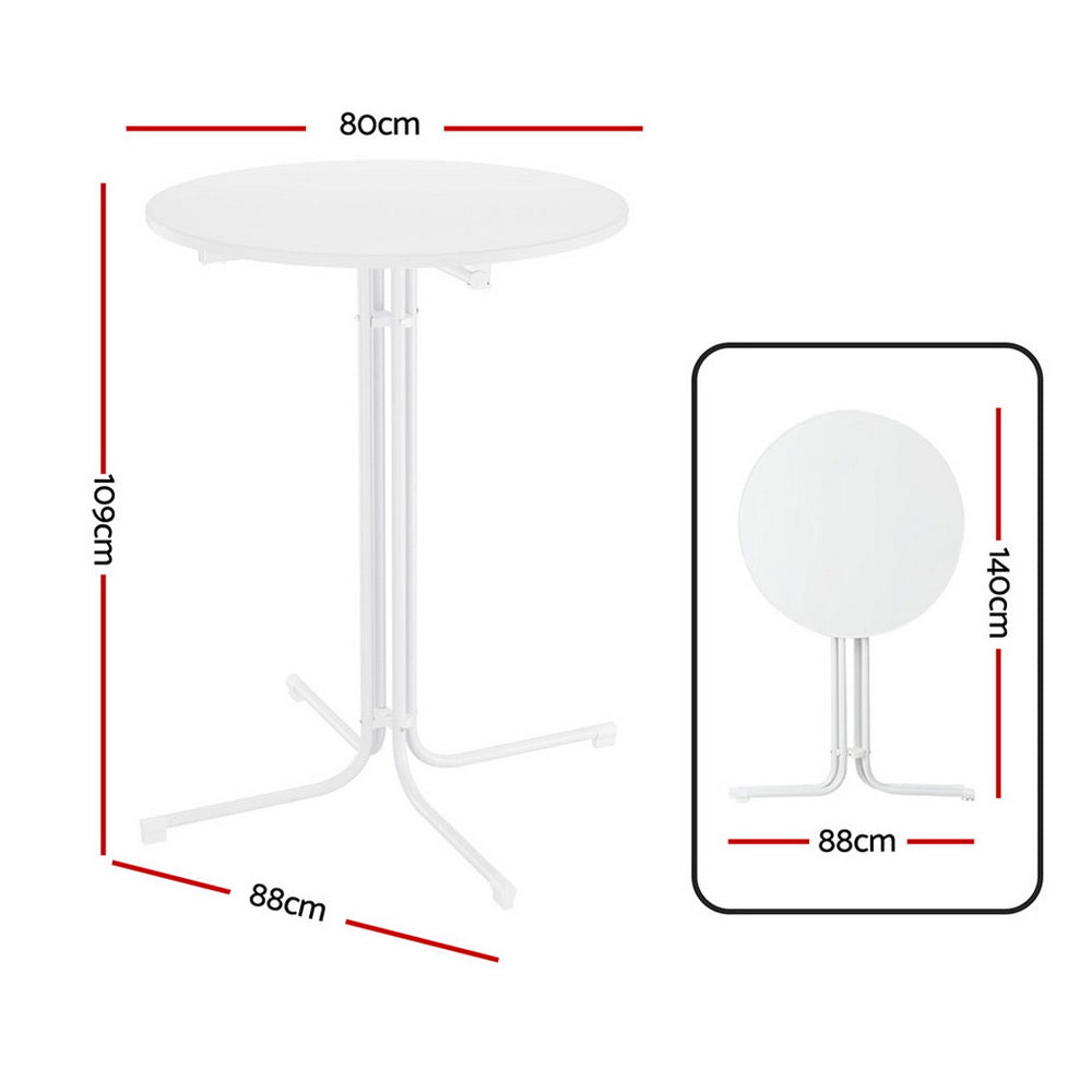 Gardeon Outdoor Bar Table Round Folding Desk Top 109cm Patio Furniture White - Homecoze