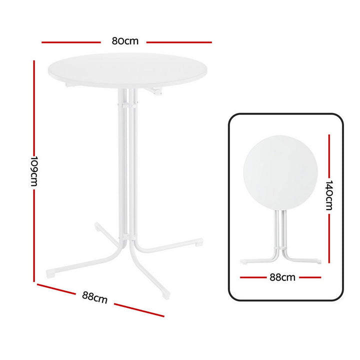 Gardeon Outdoor Bar Table Round Folding Desk Top 109cm Patio Furniture White - Homecoze