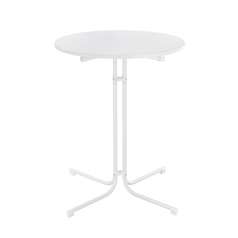 Gardeon Outdoor Bar Table Round Folding Desk Top 109cm Patio Furniture White - Homecoze