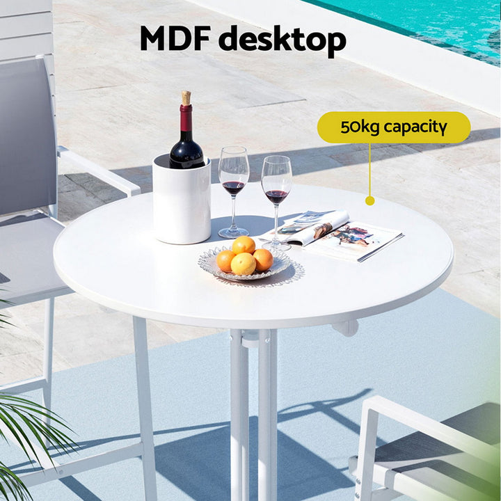 Gardeon Outdoor Bar Table Round Folding Desk Top 109cm Patio Furniture White - Homecoze