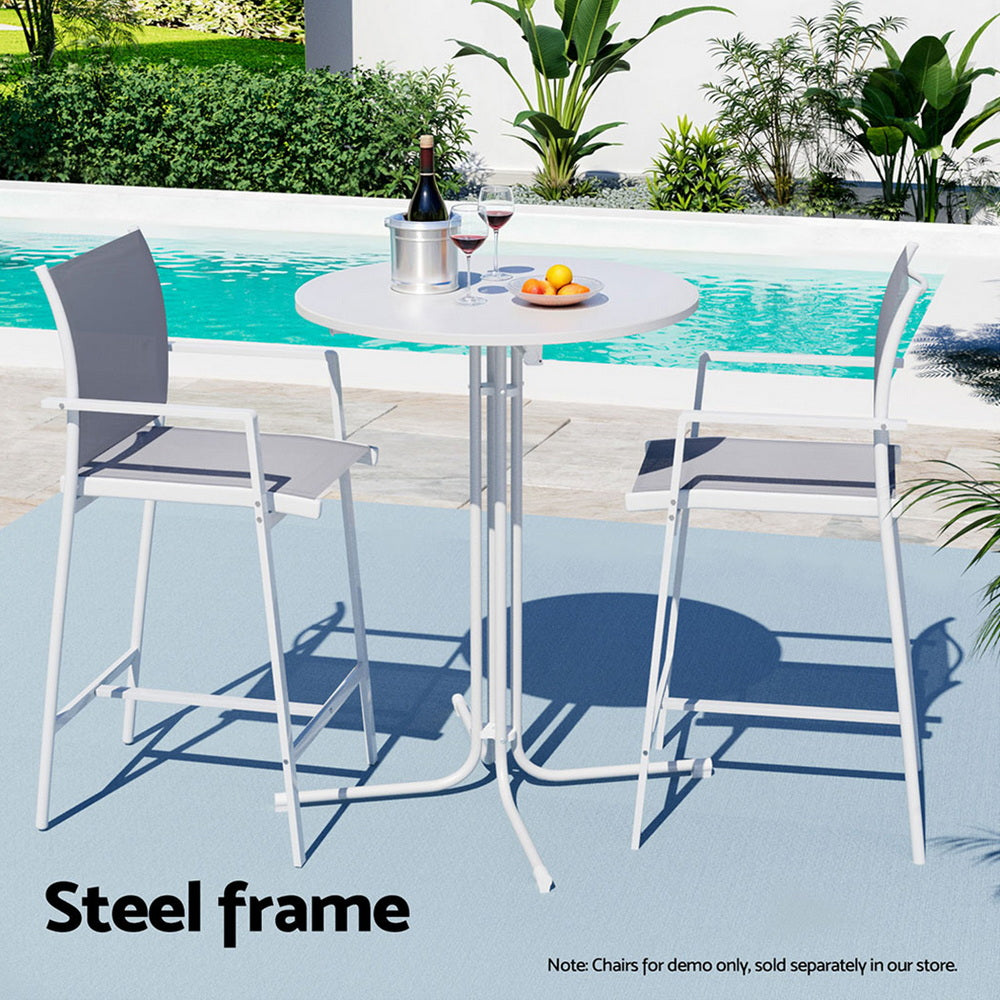 Gardeon Outdoor Bar Table Round Folding Desk Top 109cm Patio Furniture White - Homecoze