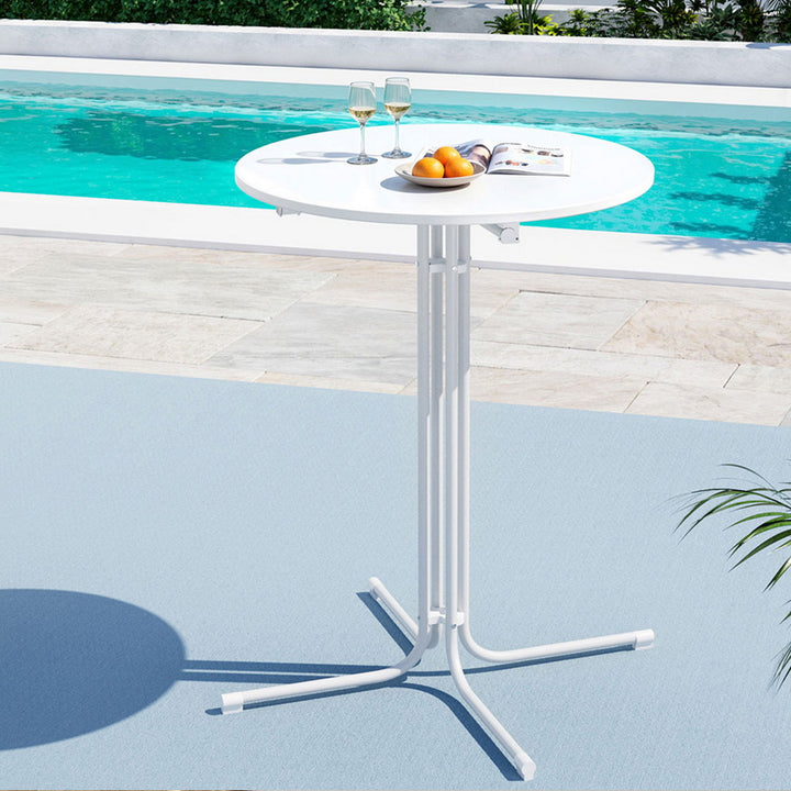 Gardeon Outdoor Bar Table Round Folding Desk Top 109cm Patio Furniture White - Homecoze