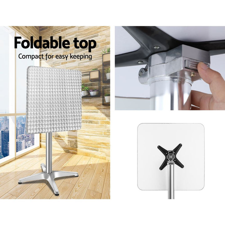 3 PC Square Aluminium Bar Stool & Table Set for Indoor or Outdoors - Homecoze