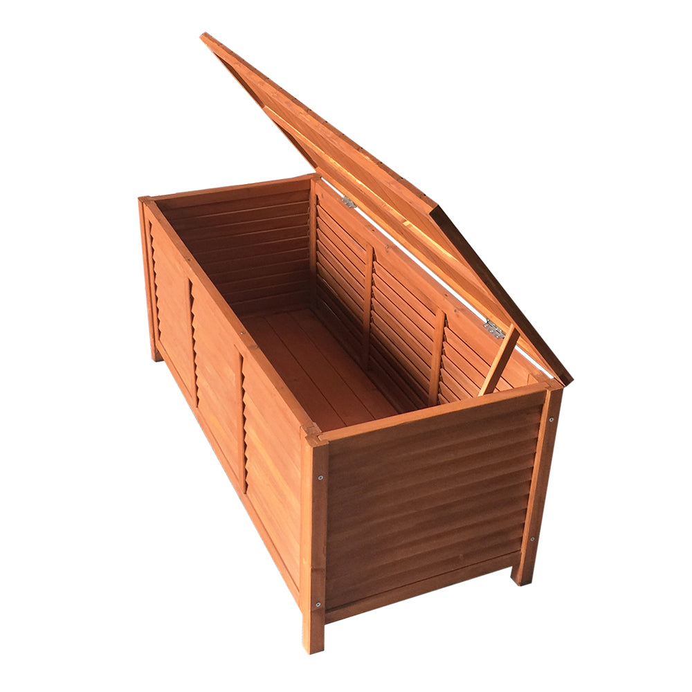 Outdoor Fir Wooden Storage Bench - Brown - Homecoze