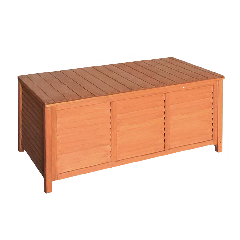 Outdoor Fir Wooden Storage Bench - Brown - Homecoze