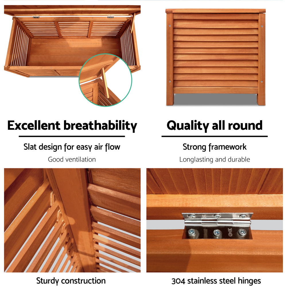 Outdoor Fir Wooden Storage Bench - Brown - Homecoze