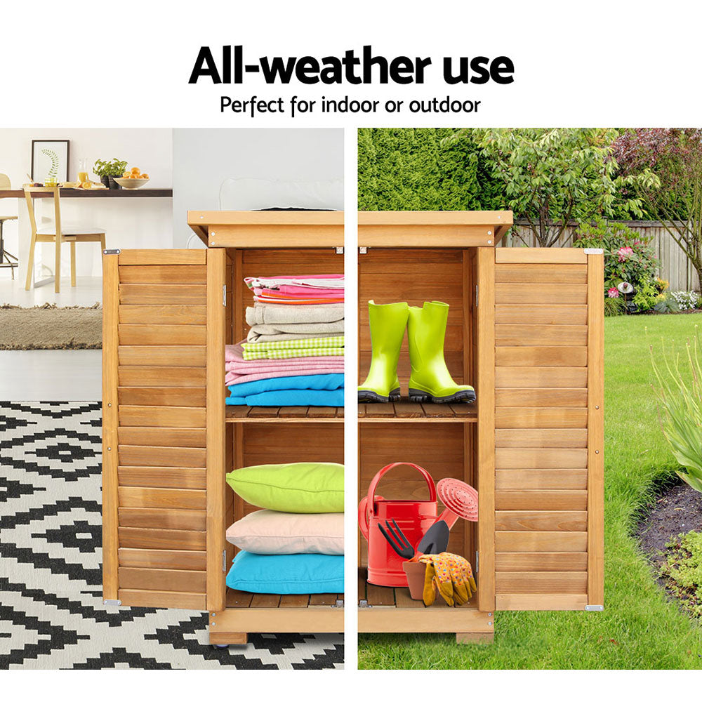 Portable Outdoor Wooden Garden Storage Cabinet - Homecoze