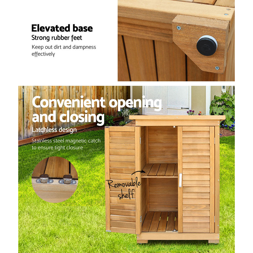Portable Outdoor Wooden Garden Storage Cabinet - Homecoze