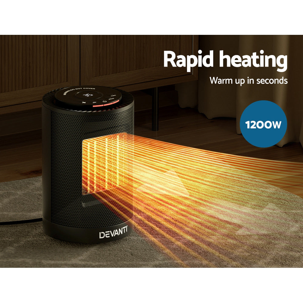 Electric Rapid Heat Fan Heater with Timer Cool/Warm/Hot Air Modes 1200W - Homecoze