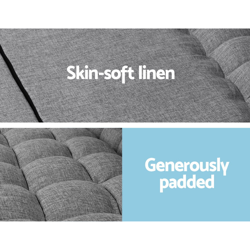 Adjustable Fabric 2 Seater Lounge Gaming Sofa Bed Floor Recliner - Grey - Homecoze