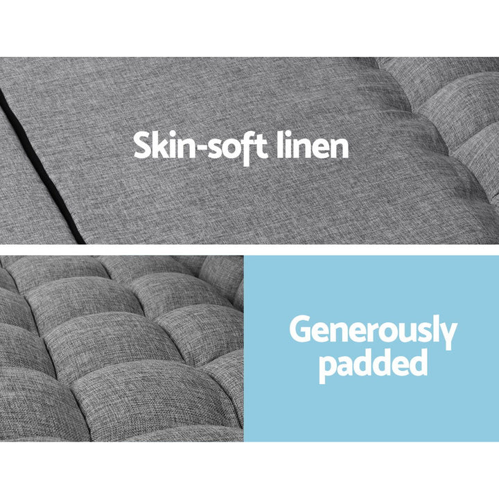 Adjustable Fabric 2 Seater Lounge Gaming Sofa Bed Floor Recliner - Grey - Homecoze