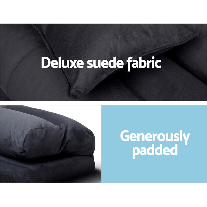 Adjustable Suede Lounge Gaming Sofa Bed Floor Recliner - Charcoal