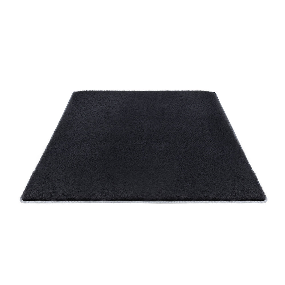 Artiss Floor Rug 140x200cm Plush Area Shaggy Rug Living Room Bedroom Carpet Black - Homecoze
