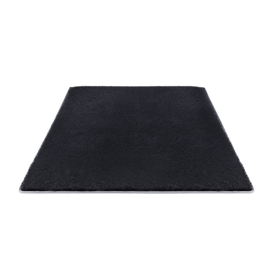 Artiss Floor Rug 140x200cm Plush Area Shaggy Rug Living Room Bedroom Carpet Black - Homecoze
