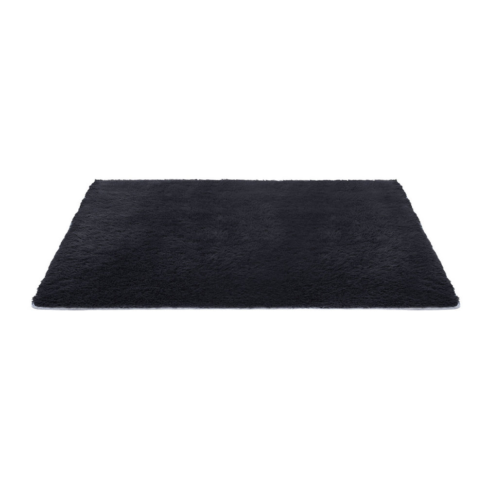 Artiss Floor Rug 140x200cm Plush Area Shaggy Rug Living Room Bedroom Carpet Black - Homecoze