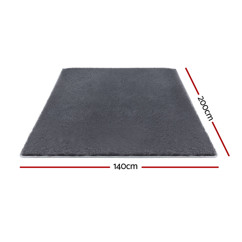 Artiss Floor Rug 140x200cm Plush Area Shaggy Rug Living Room Bedroom Carpet Grey - Homecoze