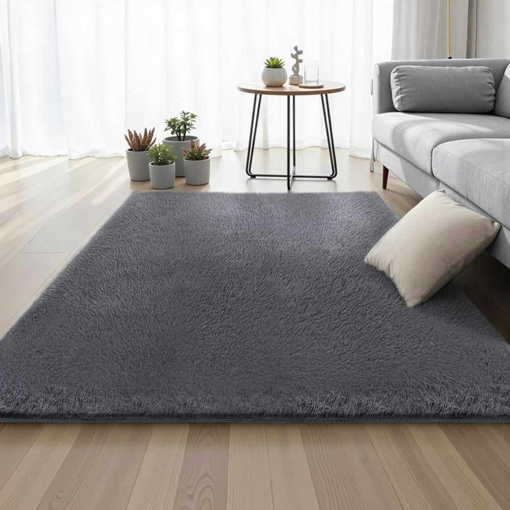 Artiss Floor Rug 140x200cm Plush Area Shaggy Rug Living Room Bedroom Carpet Grey - Homecoze