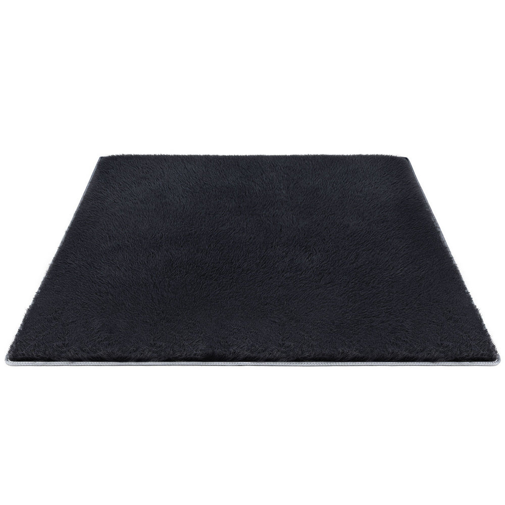 Artiss Floor Rug 160x230cm Plush Area Shaggy Rug Living Room Bedroom Carpet Black - Homecoze