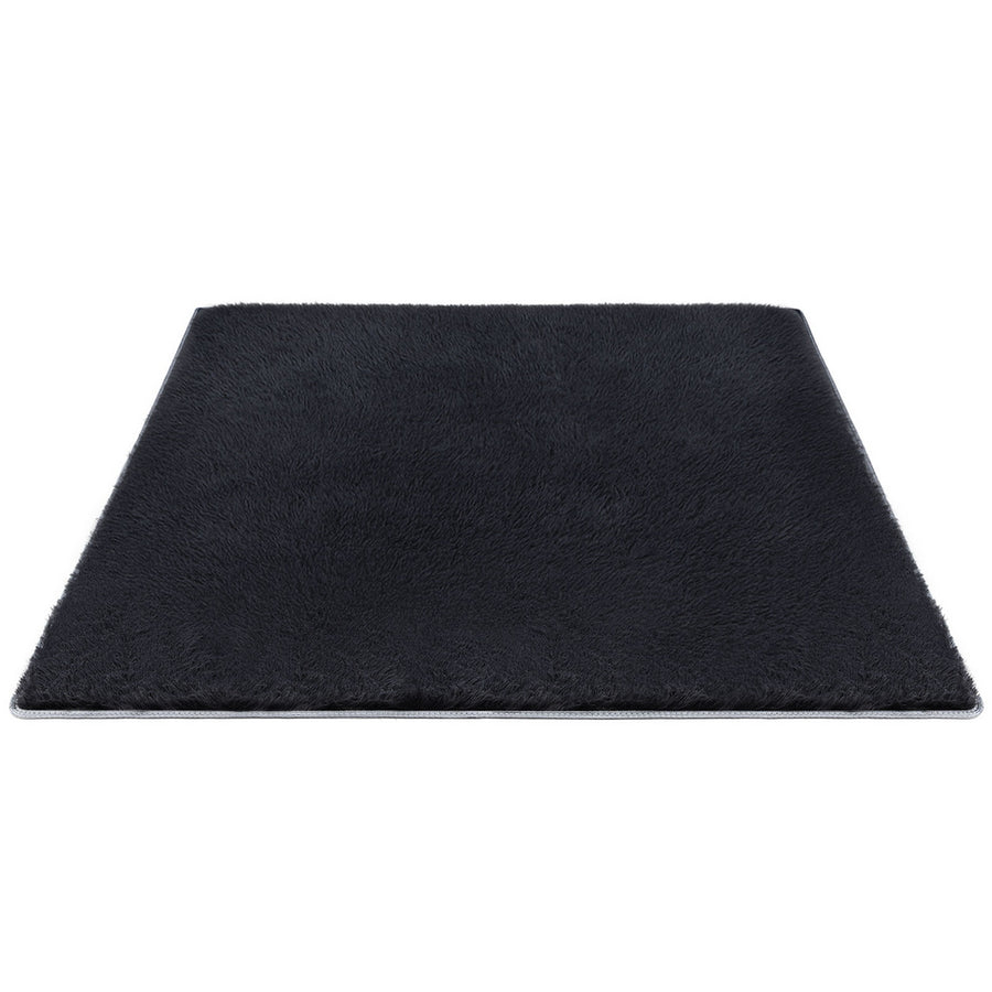 Artiss Floor Rug 160x230cm Plush Area Shaggy Rug Living Room Bedroom Carpet Black - Homecoze