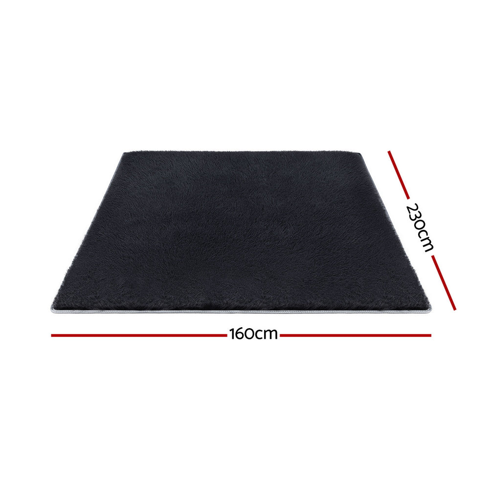 Artiss Floor Rug 160x230cm Plush Area Shaggy Rug Living Room Bedroom Carpet Black - Homecoze