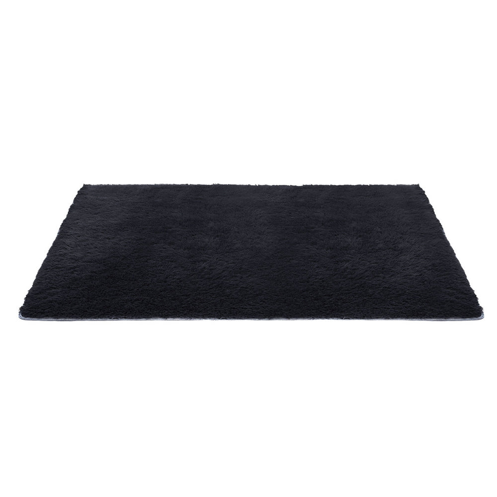 Artiss Floor Rug 160x230cm Plush Area Shaggy Rug Living Room Bedroom Carpet Black - Homecoze