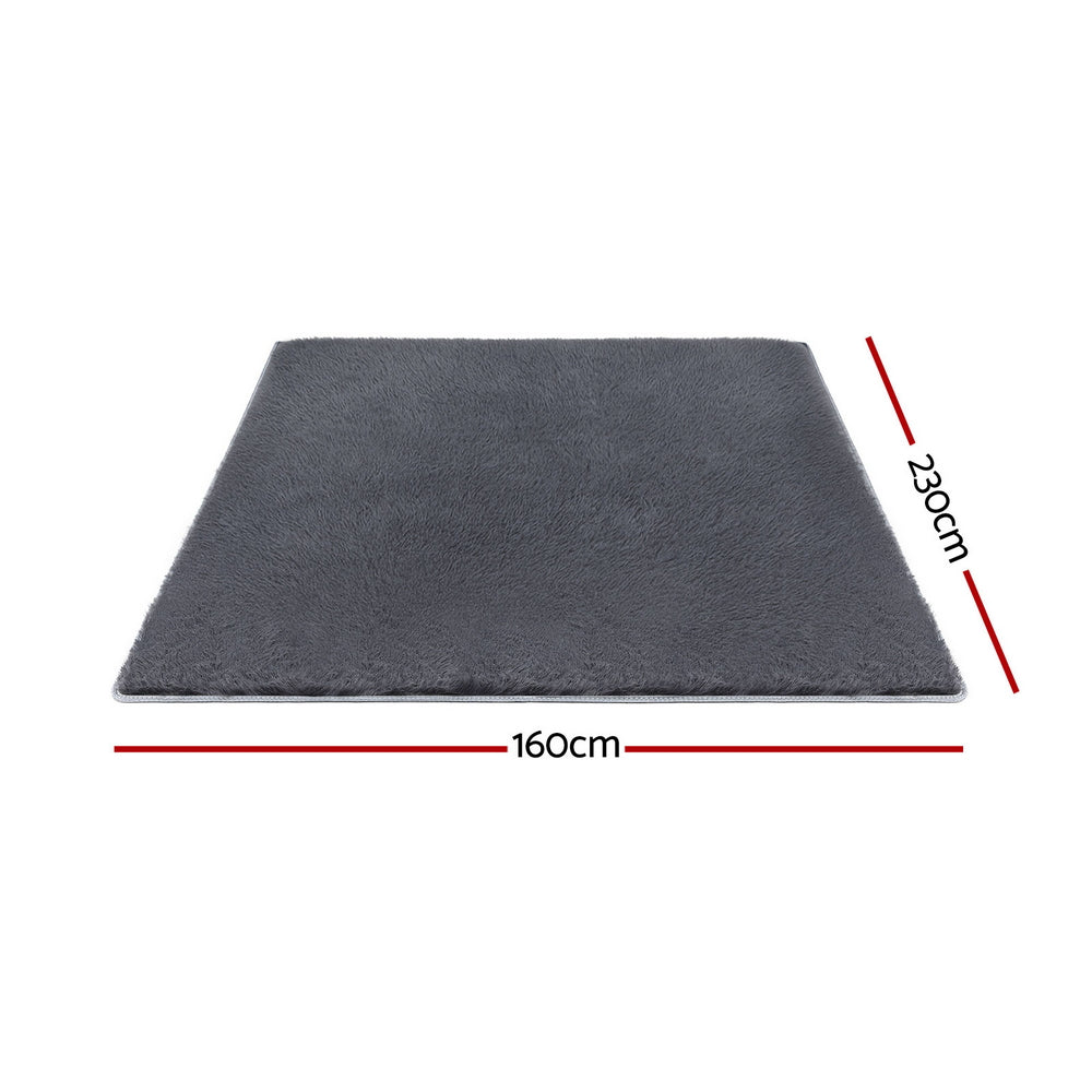 Artiss Floor Rug 160x230cm Plush Area Shaggy Rug Living Room Bedroom Carpet Grey - Homecoze